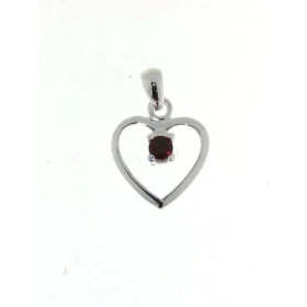 Pendentif Argent 925 Grenat forme coeur serti d une pierre 3mm Dimensions du Pendentif (bélière incluse) : 18.5 x 12.5 mm 