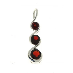 Pendentif Argent 925 Grenat serti pierres 4, 5 6mm diamètre Dimensions du pendentif (bélière incluse) : 30 x 8 mm 