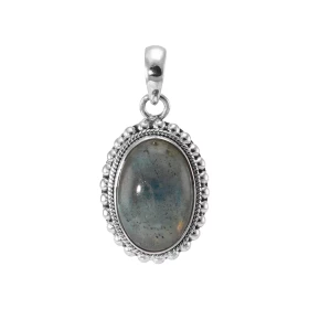 Pendentif Argent 925 Labradorite Cabochon Ovale 18x12mm Motif ouvragé serti d une pierre taille cabochon ovale 18x12mm Dim...
