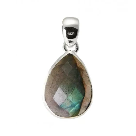  Pendentif Argent 925 Labradorite facettée 18x13mm Pierre forme poire facettée mesurant 18x13mm Dimensions du pendentif (b...