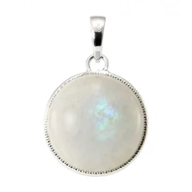 Pendentif Argent 925 Labradorite Ronde 19mm Pierre ronde taille cabochon 19mm diamètre Dimensions du pendentif (bélière in...