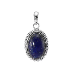 Pendentif Argent 925 Lapis Lazuli Cabochon Ovale 18x12mm Motif ouvragé serti d une pierre taille cabochon ovale 18x12mm Di...