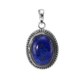 Pendentif Argent 925 Lapis Lazuli Cabochon Ovale 20x15mm Motif ouvragé serti d une pierre taille cabochon ovale 20x15mm Di...