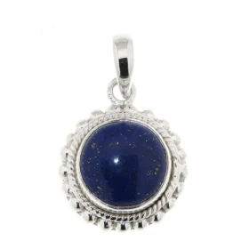 Pendentif Argent 925 serti d un Lapis Lazuli rond 12mm Dimensions du pendentif (bélière incluse) : 28x18mm