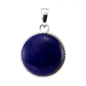 Pendentif Argent 925 Lapis lazuli Rond 19mm Pierre ronde taille cabochon 19mm diamètre Dimensions du pendentif (bélière in...