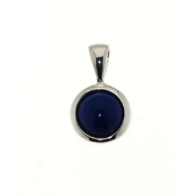 Pendentif Argent 925 Lapis Pierre ronde 7mm diamètre Dimensions du pendentif (bélière incluse) : 16 x 9 mm 
