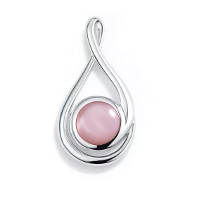  Pendentif Argent 925 Nacre Rose Pierre ronde 6,5mm diamètre Dimensions du pendentif : 26 x 13mm 