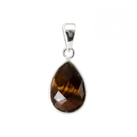 Pendentif Argent 925 Oeil Tigre Poire facetté 12x8mm Pierre forme poire facettée mesurant 12x8mm Dimensions du pendentif (...
