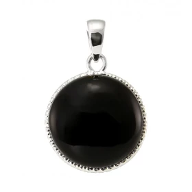 Pendentif Argent 925 Onyx Rond 19mm Pierre ronde taille cabochon 19mm diamètre Dimensions du pendentif (bélière incluse) :...