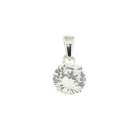 Pendentif Argent 925 serti d un Oxyde rond Diamètre pierre : 8mm Dimensions du pendentif (bélière incluse) : 16x8 mm Montu...