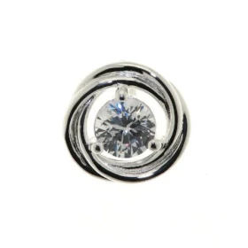 Pendentif Argent 925 Oxyde Zirconium Pierre ronde 7mm diamètre Motif composé 3 cercles entrelacés Diamètre du motif : 15mm 