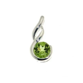 Pendentif Argent 925 Péridot Pierre ronde 6mm diamètre Dimensions du pendentif : 16 x 8mm 