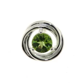  Pendentif Argent 925 Péridot Pierre ronde 7mm diamètre Motif composé 3 cercles entrelacés Diamètre du motif : 15mm 