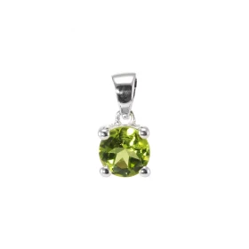 Pendentif Argent 925 serti d un Péridot rond Diamètre pierre : 6mm Dimensions du pendentif (bélière incluse) : 12x6 mm Mon...