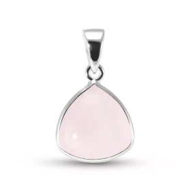 Pendentif Argent 925 Quartz Rose Triangulaire 10x10mm Cabochon Pendentif Argent 925 Quartz Rose Ce pendentif est serti d u...