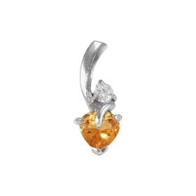 Pendentif Argent 925 Rhodié Citrine Coeur Oxyde Motif serti d une Citrine forme coeur 6x6mm d un oxyde rond 3mm diamètre L...