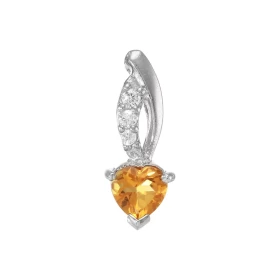 Pendentif Argent 925 Rhodié Citrine Coeur Oxydes Motif serti d une Citrine forme coeur 6x6mm 3 oxydes ronds Les dimensions...