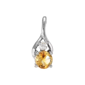 Pendentif Argent 925 Rhodié Citrine Oxyde Motif serti d une Citrine ronde 6mm d un oxyde rond 3mm diamètre Les dimensions ...