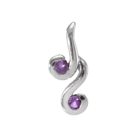 Pendentif Argent 925 Rhodié 2 Améthystes Motif serti pierres 3mm diamètre Les dimensions du pendentif sont 20x10mm