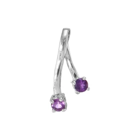 Pendentif Argent 925 Rhodié 2 Améthystes Motif composé 2 branches serties pierres 3mm diamètre Les dimensions du pendentif...