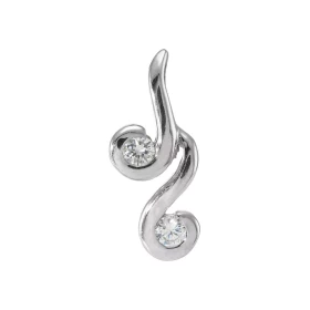 Pendentif Argent 925 Rhodié 2 Oxyde zirconiums Motif serti pierres 3mm diamètre Les dimensions du pendentif sont 20x10mm