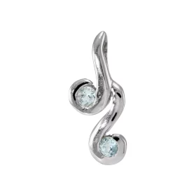 Pendentif Argent 925 Rhodié 2 Topazes bleues traitées Motif serti pierres 3mm diamètre Les dimensions du pendentif sont 20...