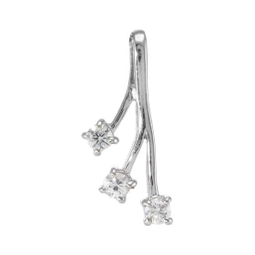 Pendentif Argent 925 Rhodié 3 Oxydes zirconium Motif composé 3 branches serties pierres 3mm diamètre Les dimensions du pen...