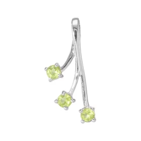 Pendentif Argent 925 Rhodié 3 Péridots Motif composé 3 branches serties pierres 3mm diamètre Les dimensions du pendentif s...