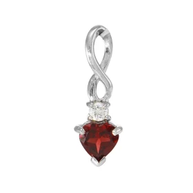 Pendentif Argent 925 Rhodié Grenat Coeur Oxyde Motif serti une Grenat forme coeur 6x6mm d un oxyde rond 2.5mm diamètre Les...