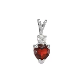Pendentif Argent 925 Rhodié Grenat Coeur Oxyde Motif serti d un Grenat forme coeur 6x6mm d un oxyde rond 3mm diamètre Les ...