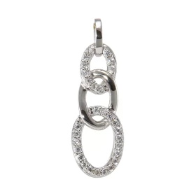 Pendentif Argent 925 Rhodié Maillons pavés d Oxydes Motif composé 3 maillons fixes Le pavage est composé 27 oxydes zirconi...