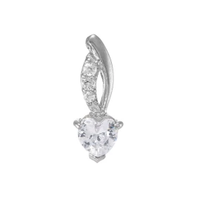 Pendentif Argent 925 Rhodié Oxyde zirconium Coeur Ronds Motif serti d une pierre forme coeur 6x6mm 3 pierres rondes Les di...