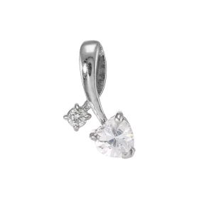 Pendentif Argent 925 Rhodié Oxyde zirconium Coeur Motif serti d une pierre forme coeur 6x6mm d une pierre ronde 3mm diamèt...