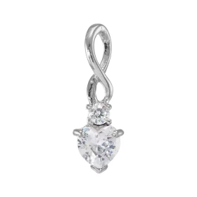 Pendentif Argent 925 Rhodié Oxyde zirconium Coeur Motif serti une pierre forme coeur 6x6mm d une pierre ronde 2.5mm diamèt...