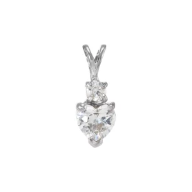 Pendentif Argent 925 Rhodié Oxyde zirconium Coeur Motif serti d une pierre forme coeur 6x6mm d une pierre ronde 3mm diamèt...