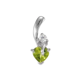 Pendentif Argent 925 Rhodié Péridot Coeur Oxyde Motif serti d un Péridot forme coeur 6x6mm d un oxyde rond 3mm diamètre Le...