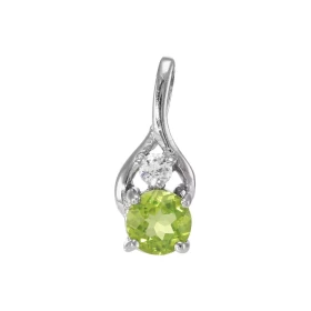 Pendentif Argent 925 Rhodié Péridot Oxyde Motif serti d un Péridot rond 6mm d un oxyde rond 3mm diamètre Les dimensions du...