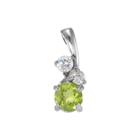 Pendentif Argent 925 Rhodié Péridot Oxydes Motif serti d un Péridot rond 6mm 2 oxydes ronds 3 3.5mm Les dimensions du pend...
