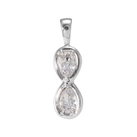 Pendentif Argent 925 Rhodié Signe Infini Oxydes zirconium Motif composé d un signe infini dans lequel sont serties 2 pierr...