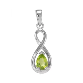 Pendentif Argent 925 Rhodié Signe Infini Péridot poire 7x5mm Motif composé d un signe infini dans lequel est sertie une pi...
