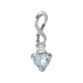 Pendentif Argent 925 Rhodié Topaze bleue traitée Coeur Oxyde Motif serti une Topaze bleue traitée forme coeur 6x6mm d un o...