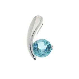Pendentif Argent 925 Topaze Bleue Traitée serti d une pierre 7mm diamètre Dimensions du pendentif: 17x10mm 