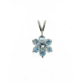 Pendentif Argent 925 Topaze Bleue forme fleur serti 7 pierres 3mm diamètre Hauteur du pendentif : 18mm