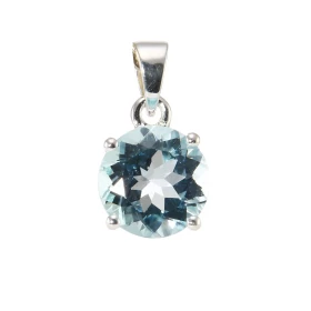 Pendentif Argent 925 serti d une Topaze ronde Diamètre pierre : 10mm Dimensions du pendentif (bélière incluse) : 18x10 mm ...