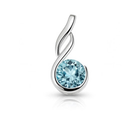 Pendentif Argent 925 Topaze Bleue Traitée Pierre ronde 6mm diamètre Dimensions du pendentif : 16 x 8mm 