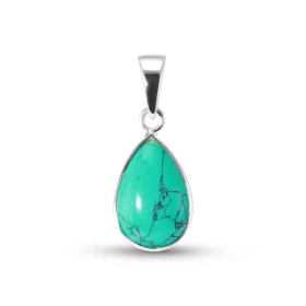 Pendentif Argent 925 Turquoise Reconstituée Poire 12x8mm Cabochon Pendentif Argent 925 Turquoise Ce pendentif est serti d ...