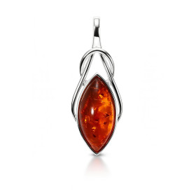 Pendentif Argent 925 Ambre Dimensions du pendentif (bélière incluse) : 32x12 mm 