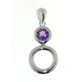 Pendentif Argent 925 Améthyste serti d une pierre 6 mm Dimensions du Pendentif (bélière incluse) : 33 x 14mm 