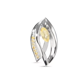 Pendentif Argent Citrine Navette Motif Argent serti d une pierre taille navette 6x3.5mm 7 petites pierres rondes Dimension...
