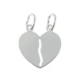  Pendentif Argent Coeur Sécable Dimensions : 27x20mm Possibilité graver une lettre sur chaque demi-coeur 